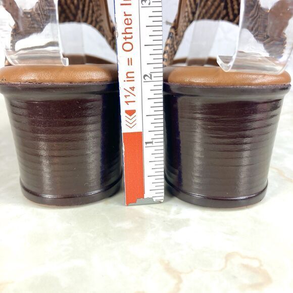 Italian Shoemakers Ankle Strap Heels Sz 7 Brown Low Block Heeled Dressy Sandals - Picture 10 of 12